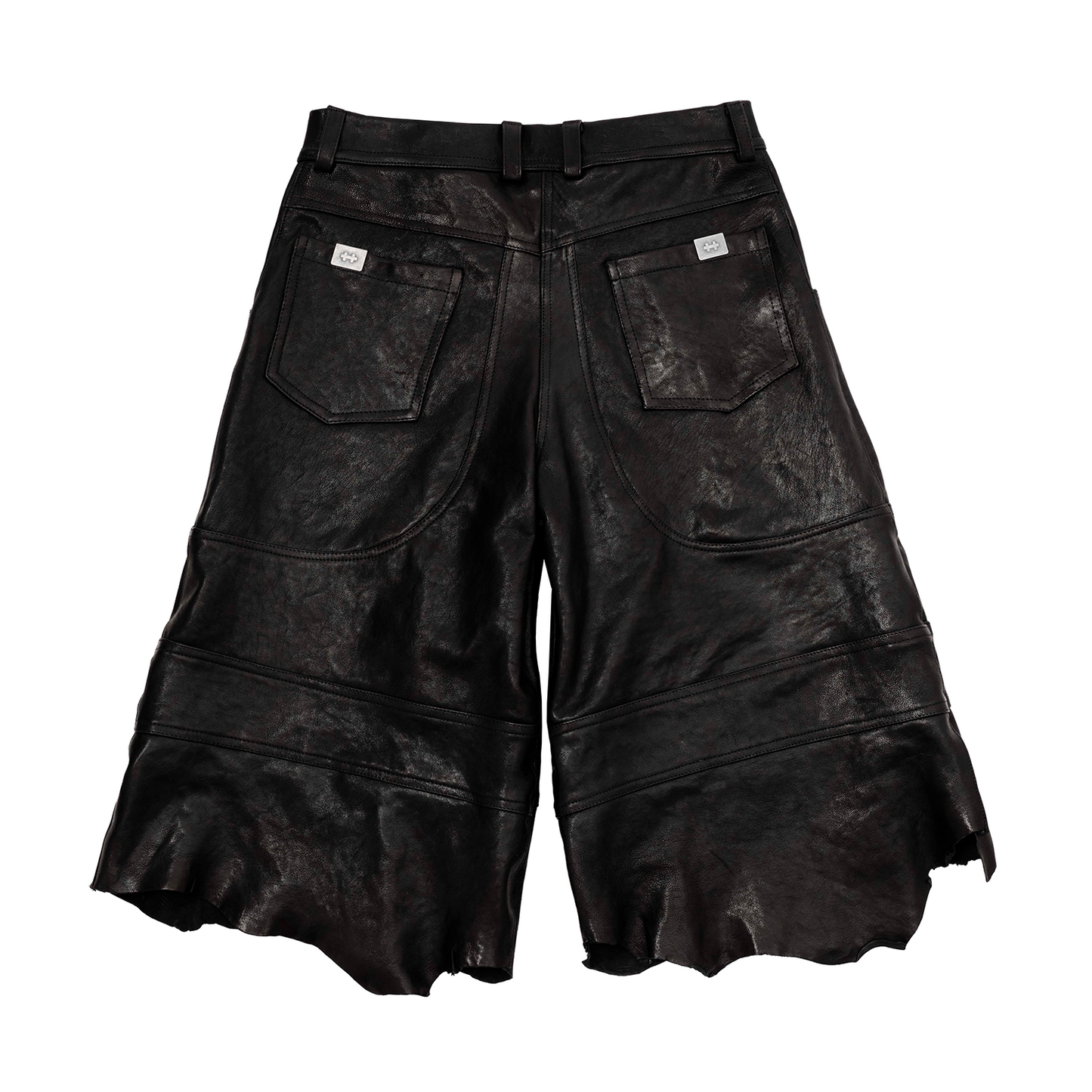 «++» Black Leather Shorts
