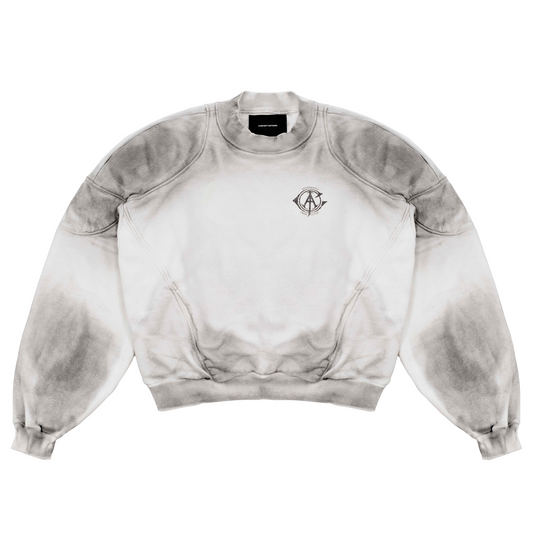 «++» White Dirty Rugby Padded Sweatshirt