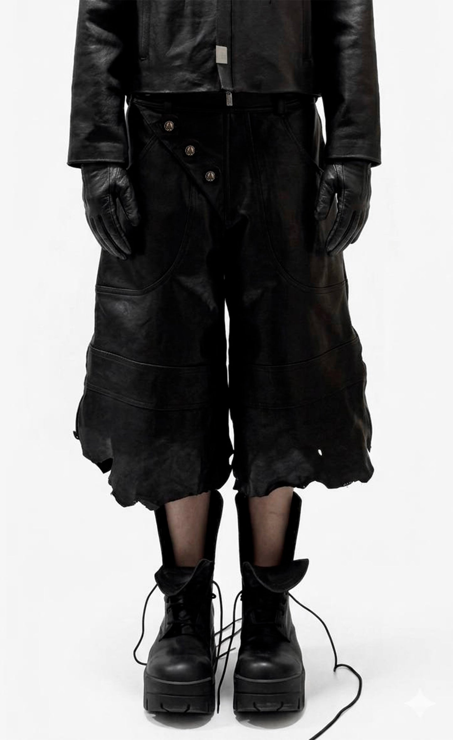 «++» Black Leather Shorts