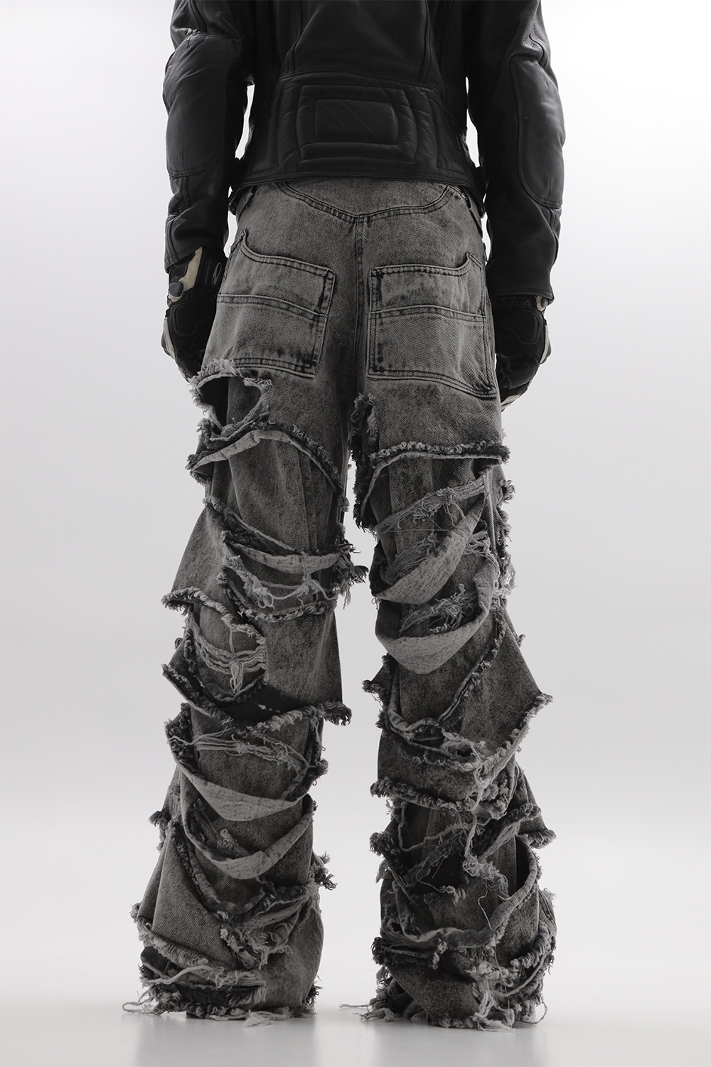 ASPHALT DISTRESSED DOUBLE LAYERED PANTS